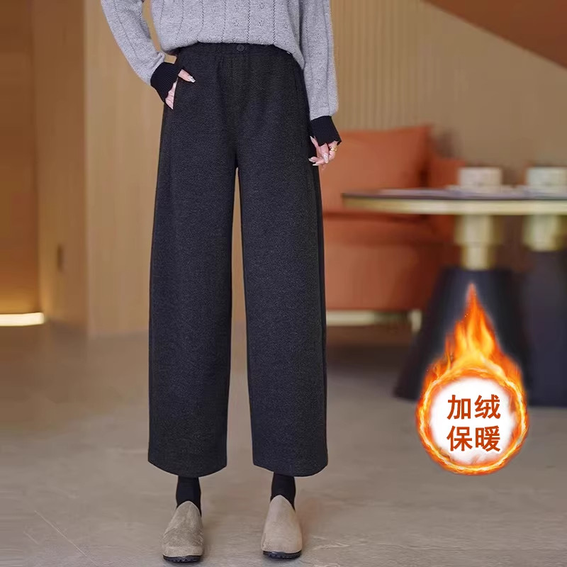 今年流行雪花毛呢弯刀裤女2026春季新款小个子九分加绒休闲阔腿裤,女装/女士精品,大码裤装,淘宝优惠券,粉丝福利购,淘宝优惠卷