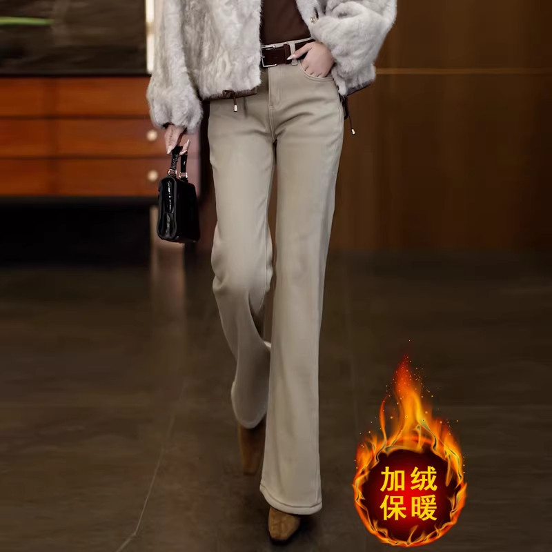 奶茶色微喇牛仔裤女2026春秋新款冬季加绒高腰显瘦百搭棉弹喇叭裤,女装/女士精品,大码裤装,淘宝优惠券,粉丝福利购,淘宝优惠卷