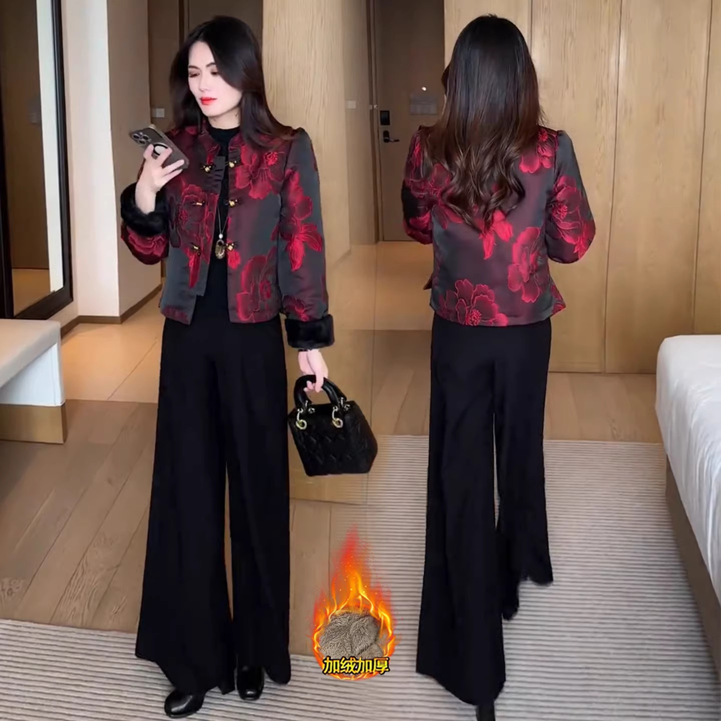 新中式加绒加厚短款外套女2025冬季新款洋气显瘦国风提花保暖上衣,女装/女士精品,常规大码外套,淘宝优惠券,粉丝福利购,淘宝优惠卷