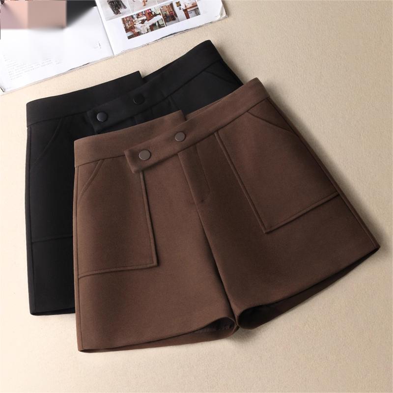 设计感a字毛呢短裤女2025秋冬