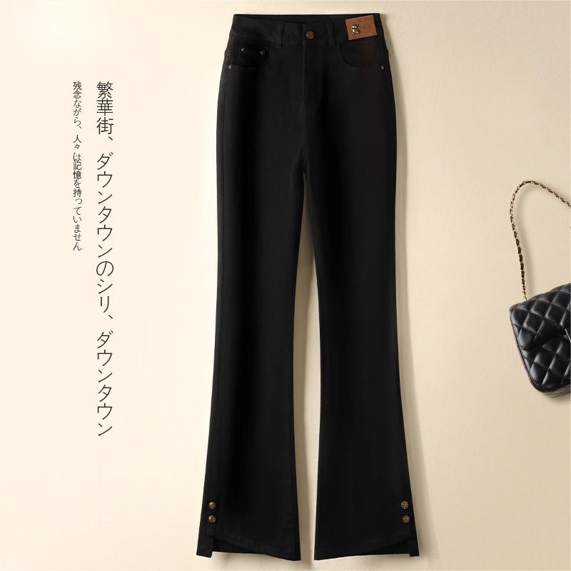 黑色设计感微喇牛仔裤女2025秋冬