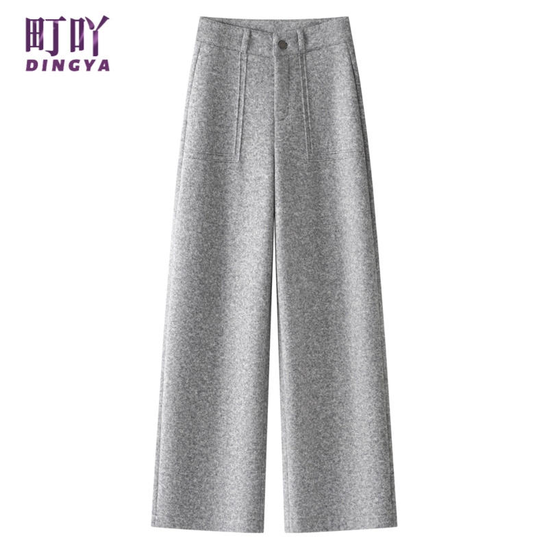 浅灰色软糯羊毛阔腿裤女2025新款