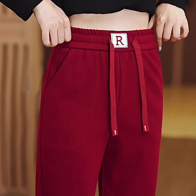 安哥拉红休闲直筒裤女秋季2025