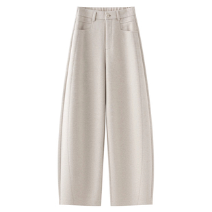 垂感宽松香蕉裤 米白色软糯羊毛弯刀裤 裤 秋冬加厚西装 子 女2025新款