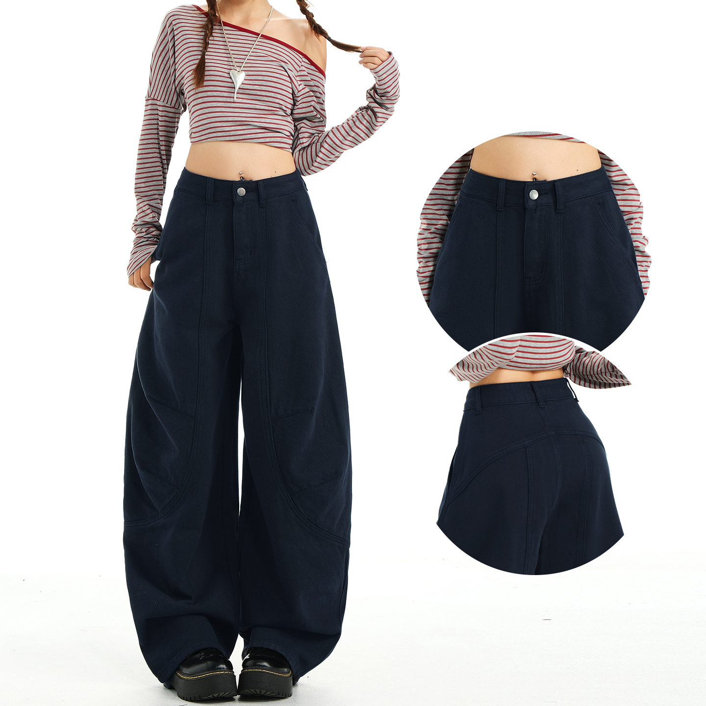 美式辣妹弯刀牛仔裤女2025新款