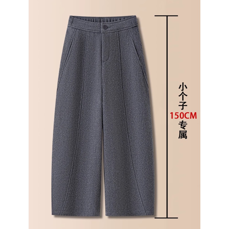 灰色毛呢弯刀裤女2025新款