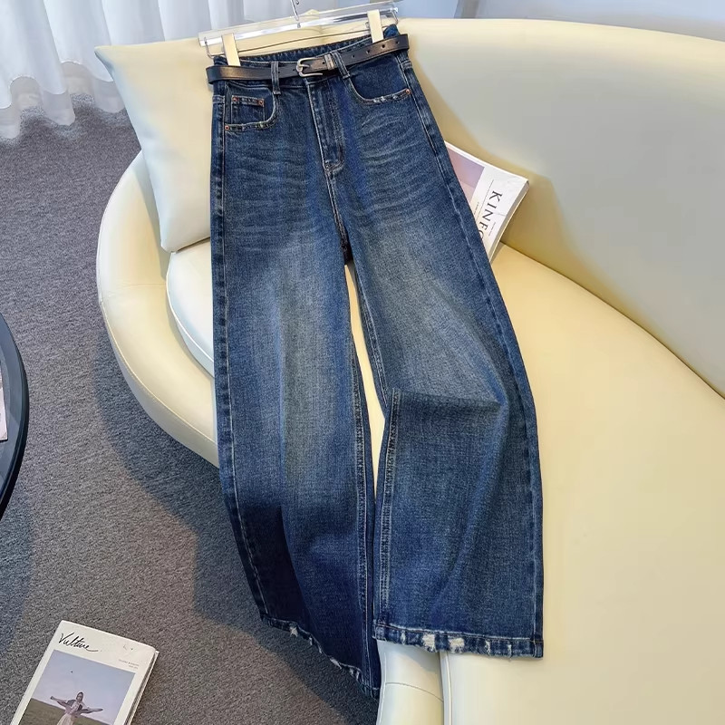 美式复古磨毛牛仔裤女2026春季新款宽松直筒拖地裤加绒加厚阔腿裤,女装/女士精品,大码裤装,淘宝优惠券,粉丝福利购,淘宝优惠卷