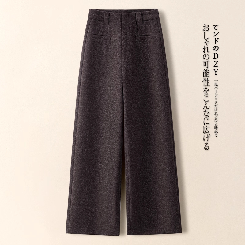 紫色羊绒阔腿裤女秋冬季2025