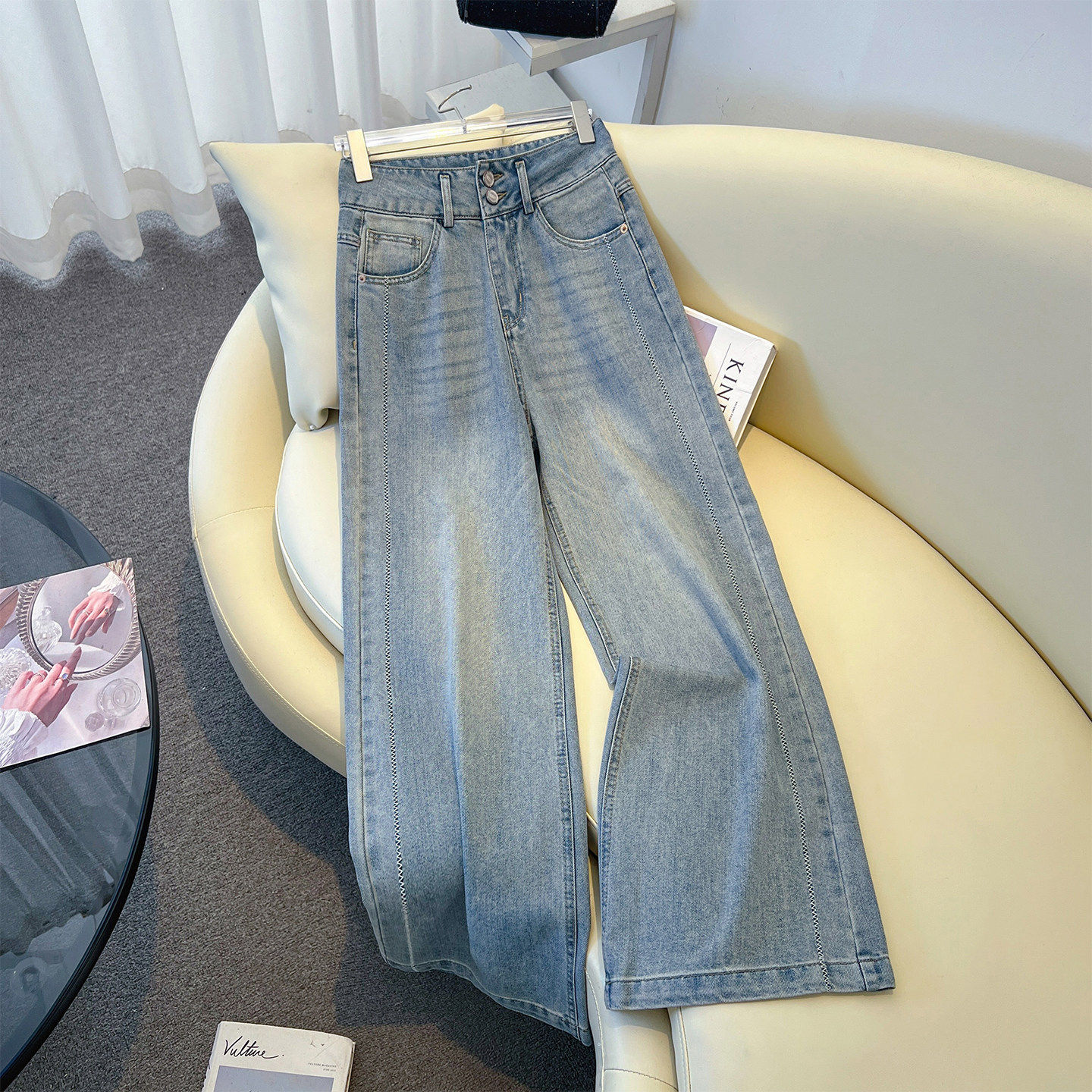 浅蓝色牛仔裤女2026新款春秋季小个子高腰显瘦宽松直筒裤梨型身材,女装/女士精品,大码裤装,淘宝优惠券,粉丝福利购,淘宝优惠卷