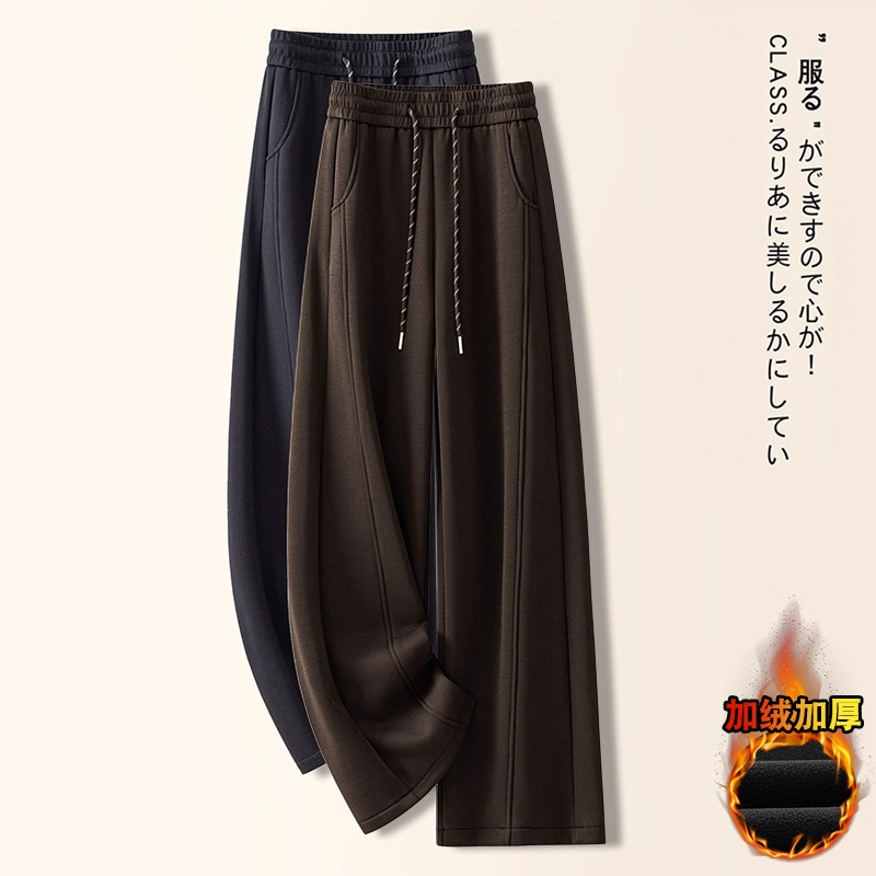 咖色毛呢阔腿裤女秋冬季2025新款