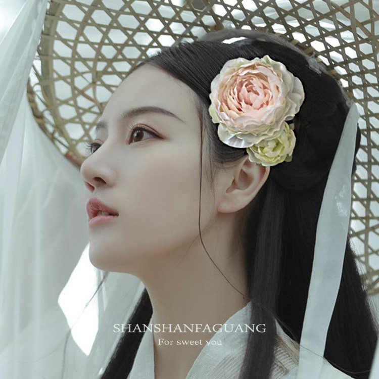 边夹绢布花小清新田园少女风纯手工制作