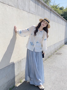 「现货」独特漂亮亚麻套装女2026春巨好看上衣褶皱度假长裤一整套