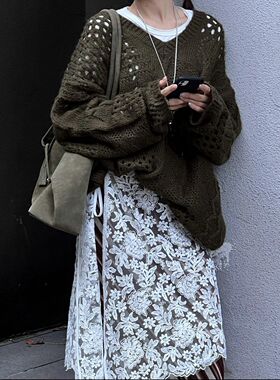 复古芭蕾风定制提花蕾丝花边屁帘女叠穿中长款外搭一片式系带罩裙