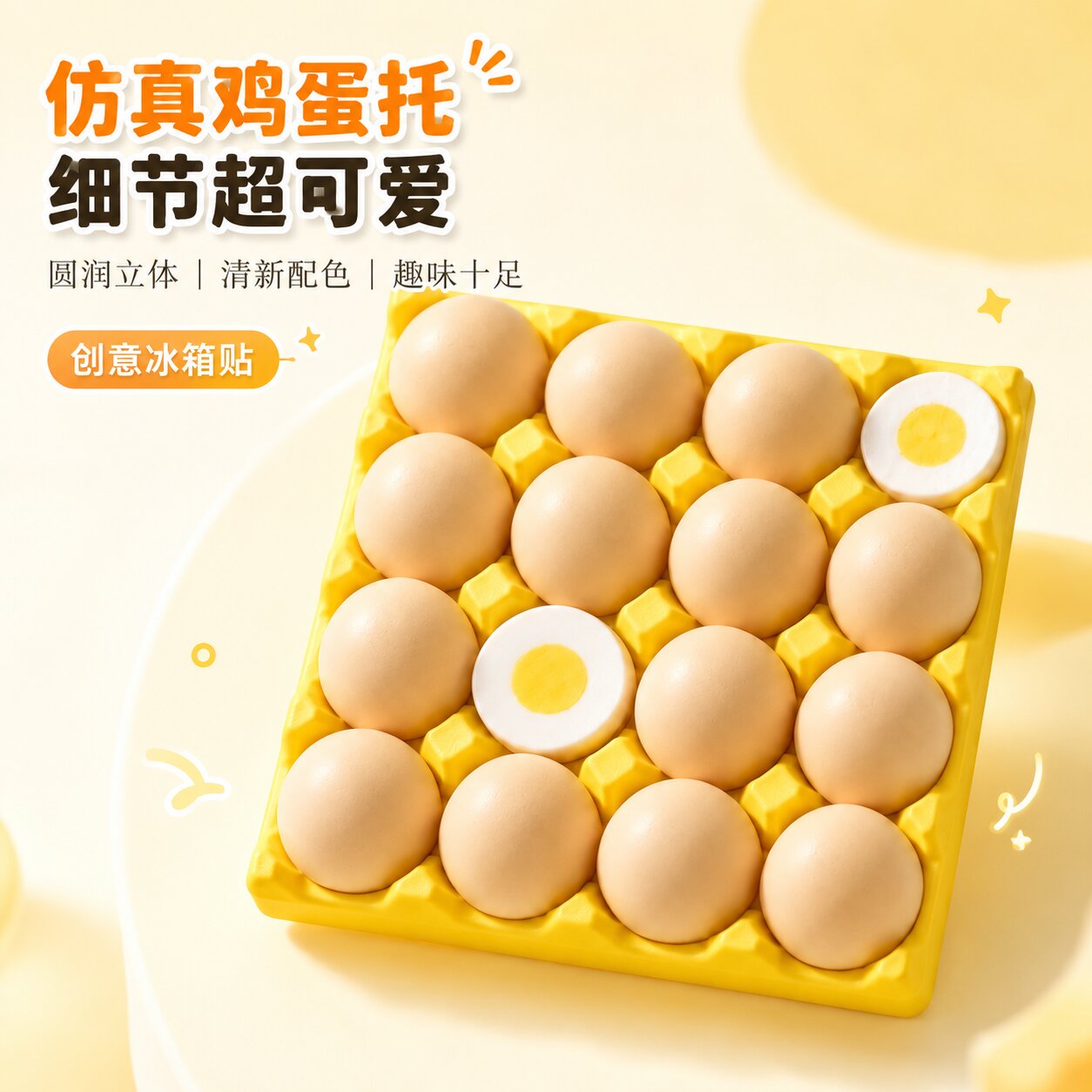 创意鸡蛋冰箱贴食玩厨房生活场景模型迷你仿真鸡蛋托盘冰箱贴
