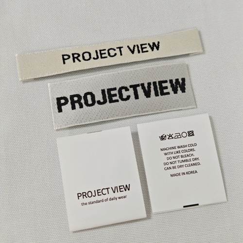 PROJECT韩国领标洗水标现货 木梭机缎面织唛胶带水洗唛头定制设计