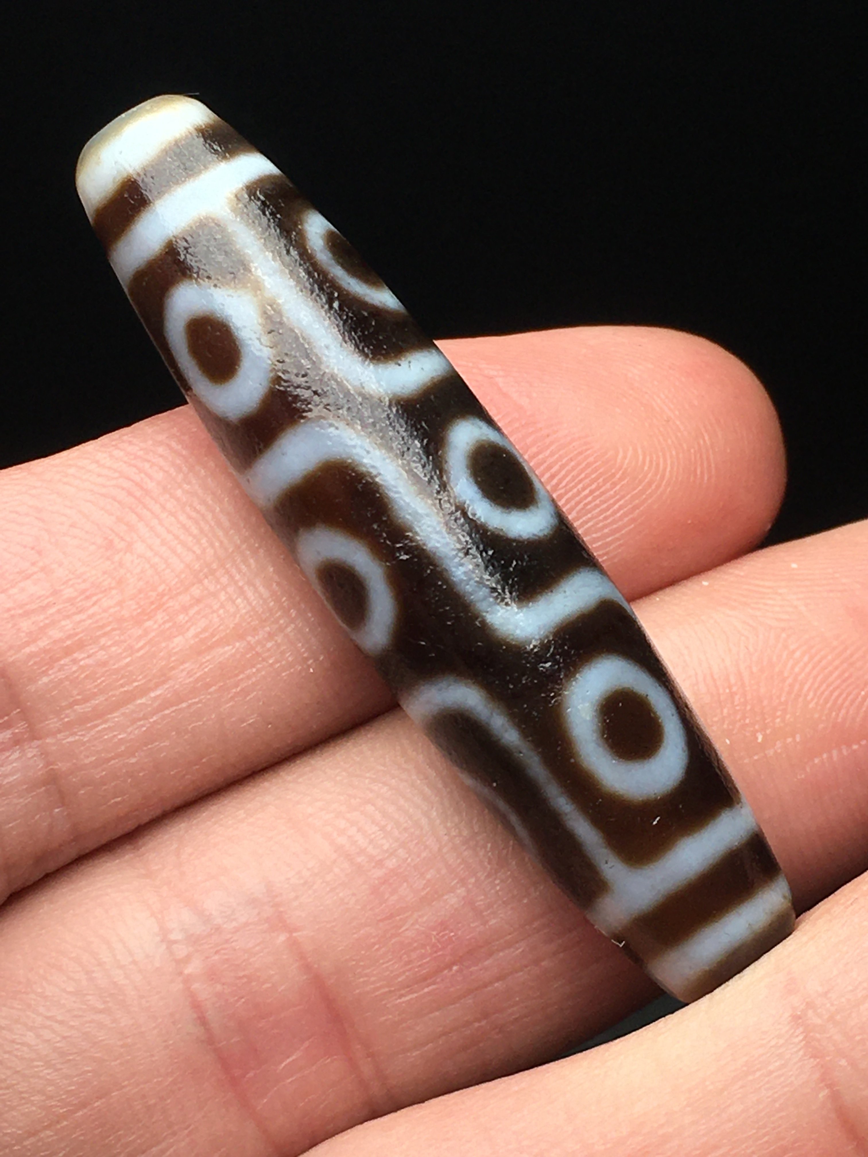 古法手工高油润九眼天珠台湾工艺玛瑙天珠吊坠线条清晰包浆厚重