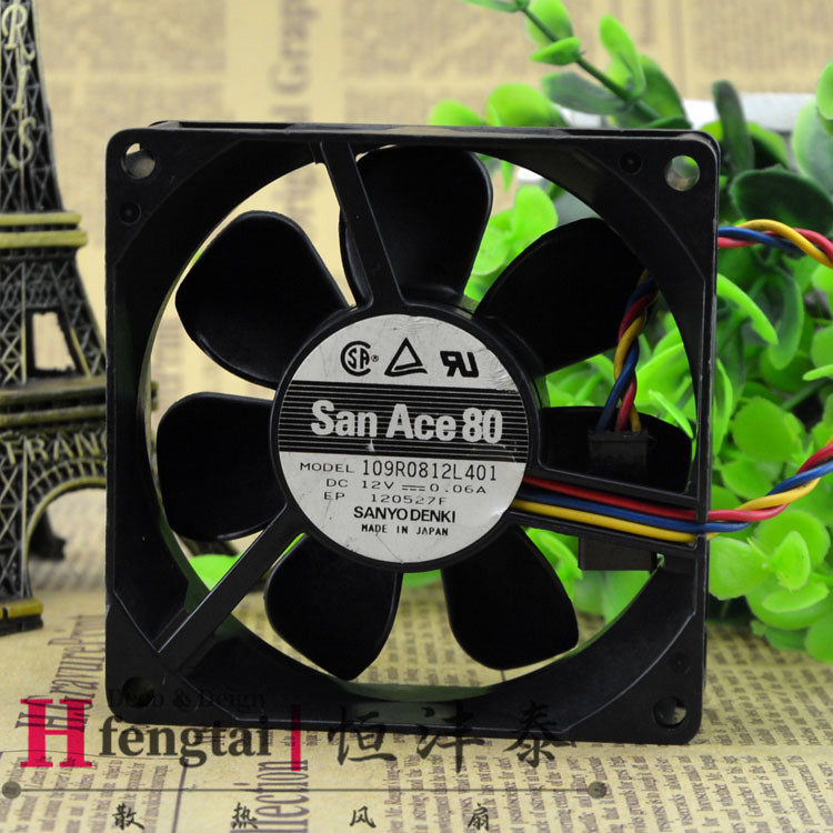 山洋 8厘米 机箱风扇 8025 12V 0.06A 超静音 109r0812l401