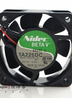 原装NIDEC TA225DC R34497-16 24v 0.31A 6015 6CM双滚珠散热风扇