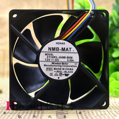NMB 8CM 8025 12V 0.30A 3110KL-04W-B56 4线温控超静音散热 风扇