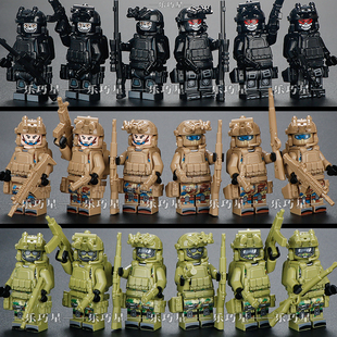 新款可动便宜兼容中国积木人仔特种兵幽灵特警军事士兵拼装玩具枪