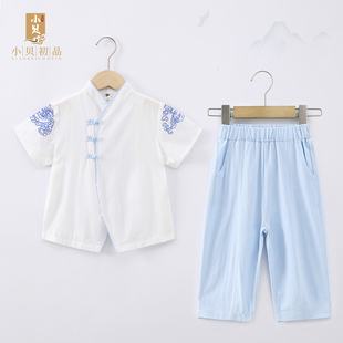 男童汉服新中式唐装儿童中国风夏装小孩民族服装男宝宝复古风套装