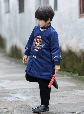 秋冬装男童中长款拜年服喜庆唐装
