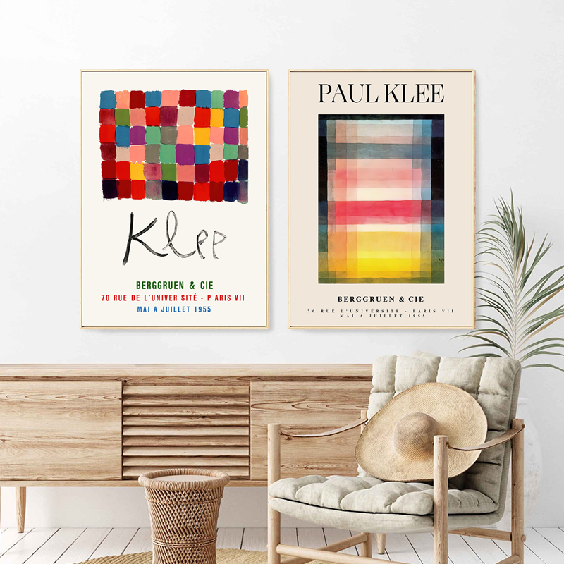 PaulKlee 保罗克利中古彩色方块抽象装饰画小众复古文艺卧室挂画图片