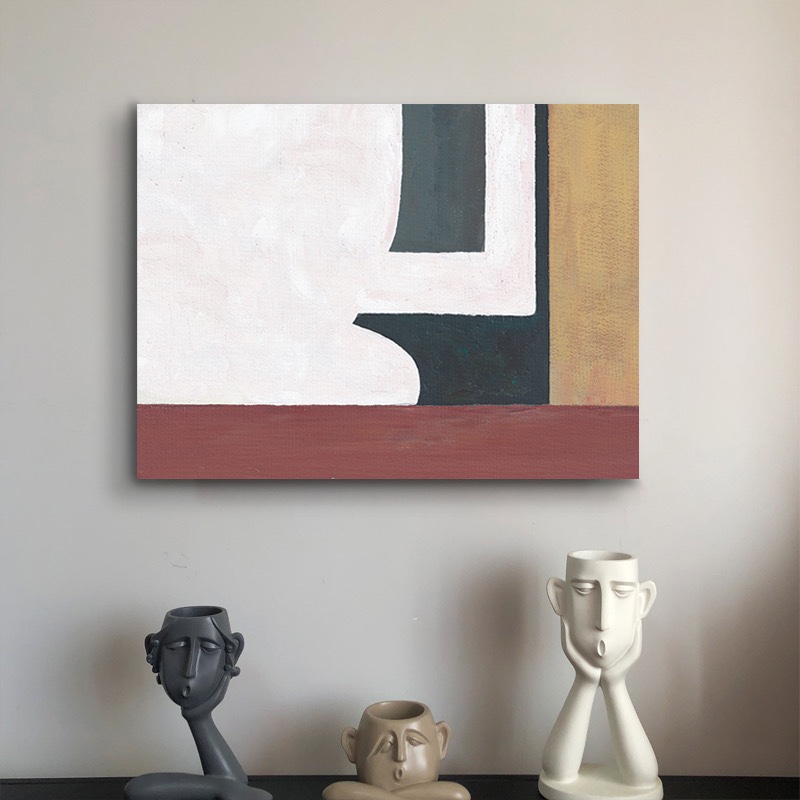 莫兰迪色系抽象几何色块装饰画中性北欧复古挂画现代客厅餐厅壁画图片