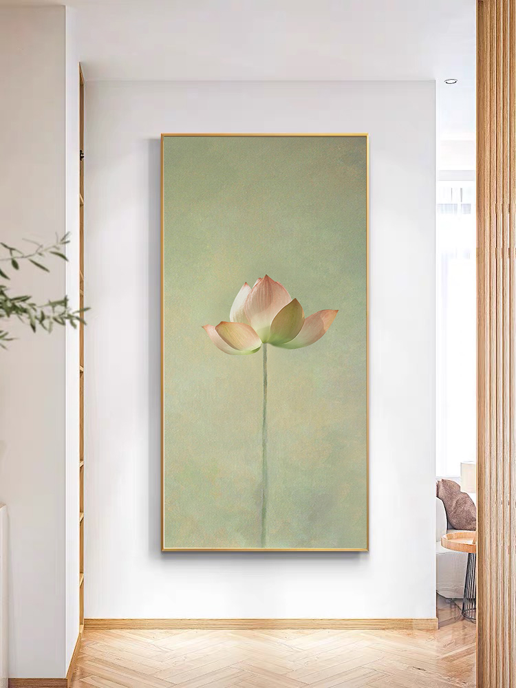 新中式荷花客厅装饰画沙发背景墙壁画书房茶室走廊挂画禅意玄关画图片