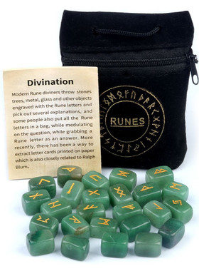 跨境temu货源天然水晶玛瑙石卢恩符文石半宝石刻字布袋装