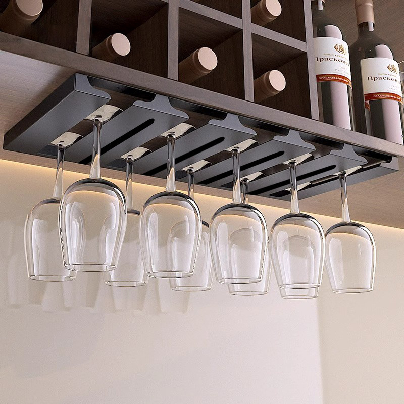 悬挂吊装酒杯架免打孔酒柜顶装红酒杯架高档轻奢高脚杯倒挂收纳架,收纳整理,红酒架,淘宝优惠券,粉丝福利购,淘宝优惠卷