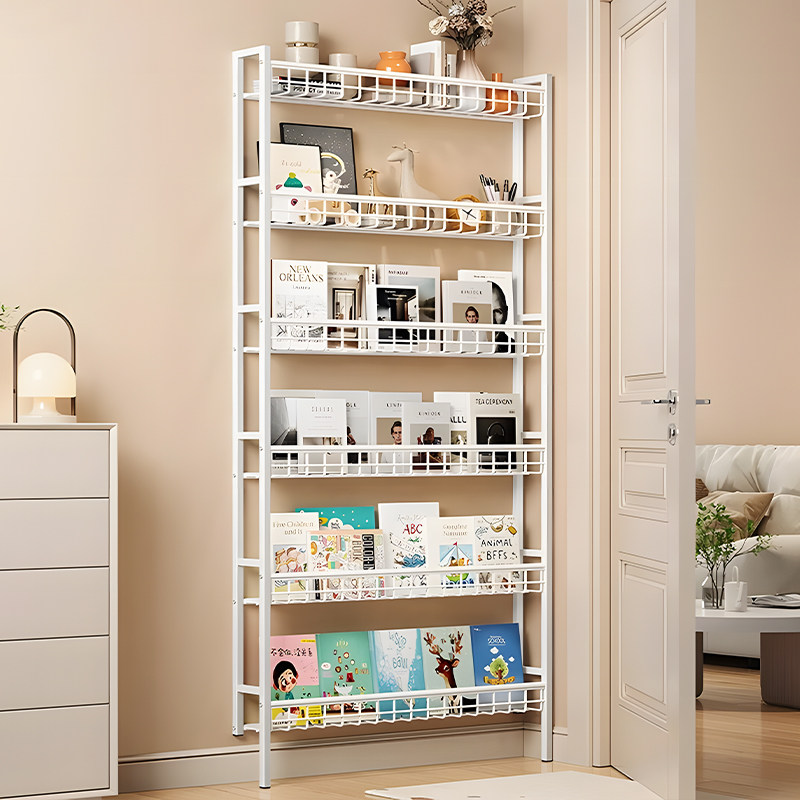 门后置物架超薄书架一体靠墙储物架儿童绘本过道墙上落地极窄书架,收纳整理,书桌收纳置物架,淘宝优惠券,粉丝福利购,淘宝优惠卷