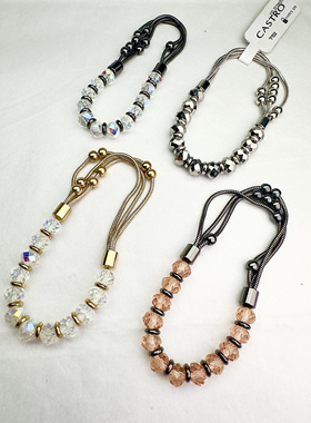 欧美外贸饰品手链女时尚个性复古轻奢质感玻璃珠铜链配饰