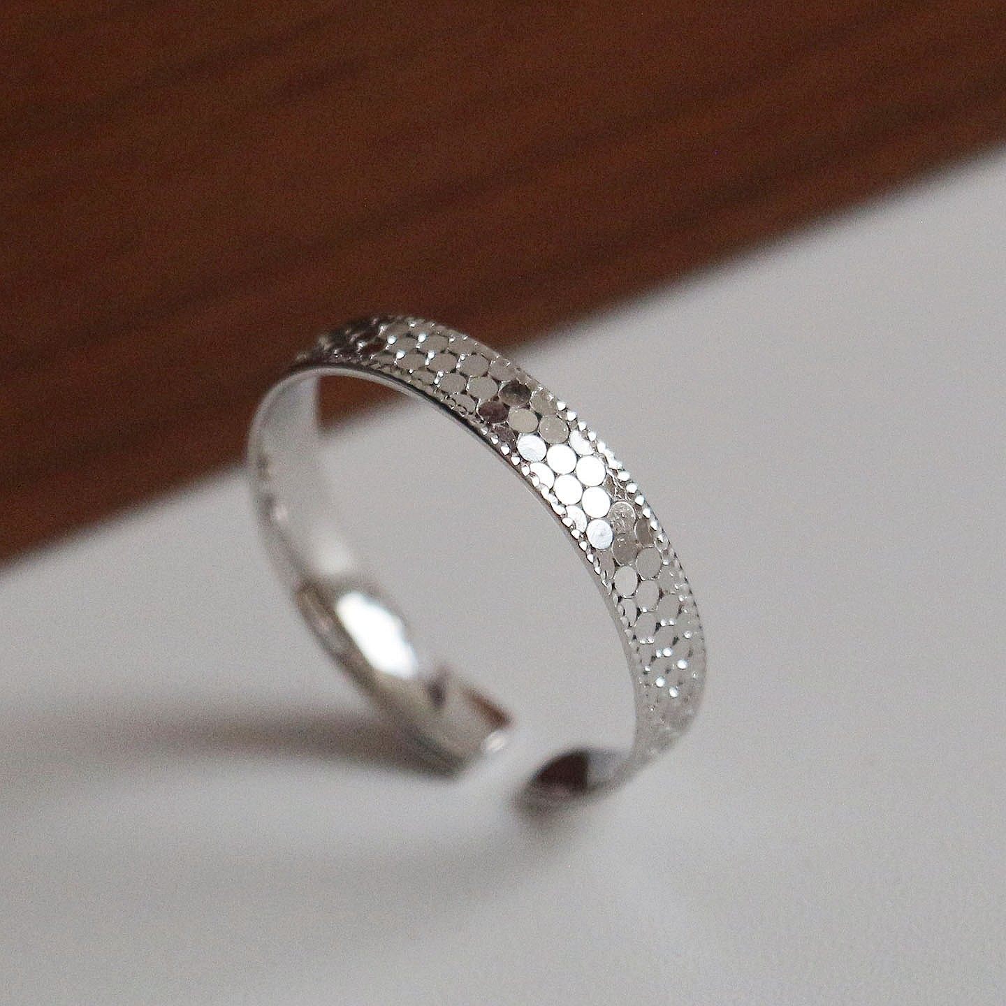 S925纯银小众碎碎冰开口戒指