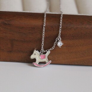 本命年S925纯银可爱粉色烤漆轻奢小马手链女闺蜜女友送礼马年礼物