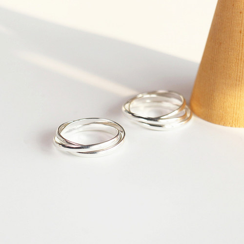 素银三环戒指s925纯银闺蜜学生