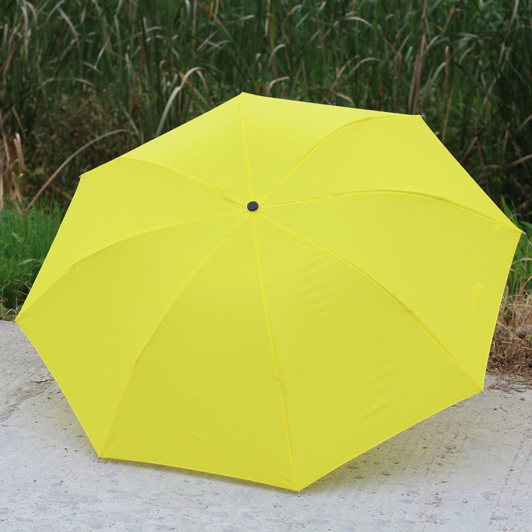 包邮想你小黄伞韩国同款晴雨两用三折纯黄色8骨防大风折叠伞雨伞