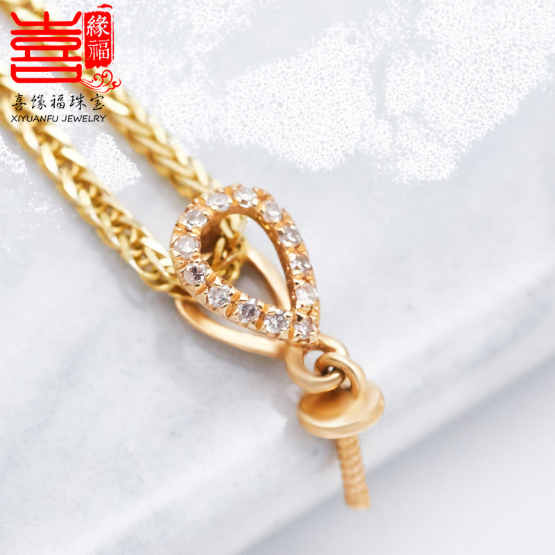 18k金珍珠扣头镂空扣k金圆珠配件diy珍珠空托配件正品加厚瓜子扣