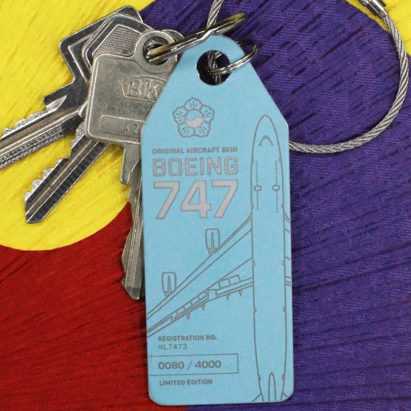 德国AviationTag 大韩航空 波音B747 限量飞机蒙皮行李牌钥匙扣图片