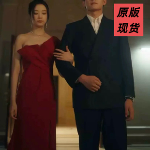 原版短剧幸得相遇离婚时王小亿唐颖同款红色礼服连衣裙女衣服敬酒
