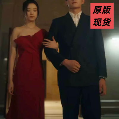 原版短剧幸得相遇离婚时王小亿唐颖同款红色礼服连衣裙女衣服敬酒