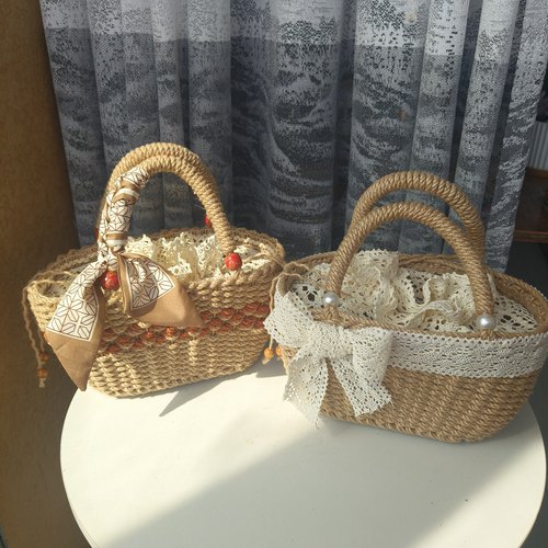 麻绳手工编织包包成品拍照打卡逛街手提diy材料包拍材料包送教程
