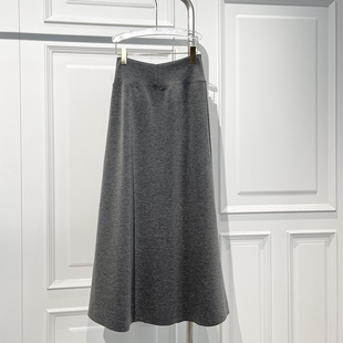 简约风百搭高腰A版半身裙女2025早秋新款宽松淑女显高显瘦中长裙