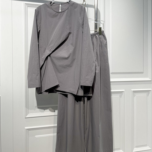 休闲风百搭慵懒风舒适衬衫阔腿裤