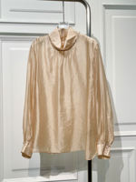 French elegant style, semi-high-neck long-sleeved shirt, new autumn style, loose, concealing, comfortable, light and comfortable top trend thumbnail 8