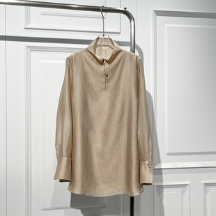 优雅气质光泽感衬衫女春季新款宽松遮肉高级感舒适柔软打底上衣潮