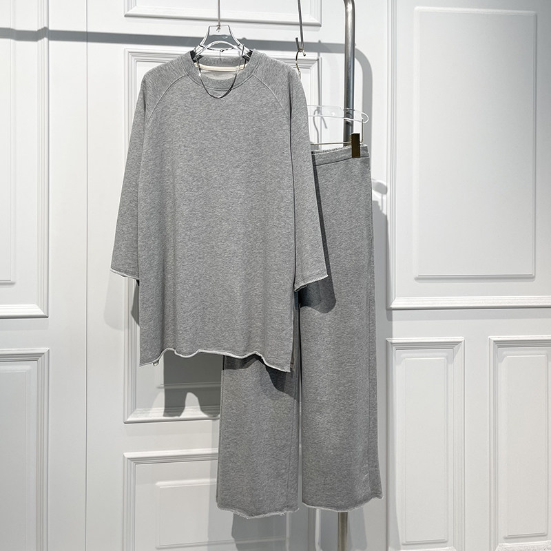 美式休闲风百搭毛边卫衣阔腿卫裤女2025秋季新款宽松显瘦减龄上衣,女装/女士精品,时尚套装,淘宝优惠券,粉丝福利购,淘宝优惠卷