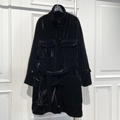 高级感立领腰带丝绒风衣外套女秋季 通勤气质百搭中长上衣 新款