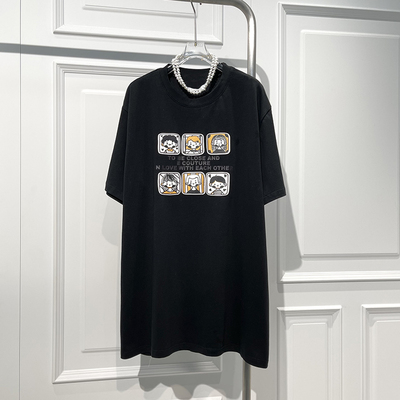 美式休闲风印图短袖中长T恤潮搭