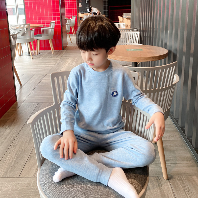 冬季男童睡衣德绒保暖内衣套装女宝宝羊蚕丝无骨加厚家居服中大童